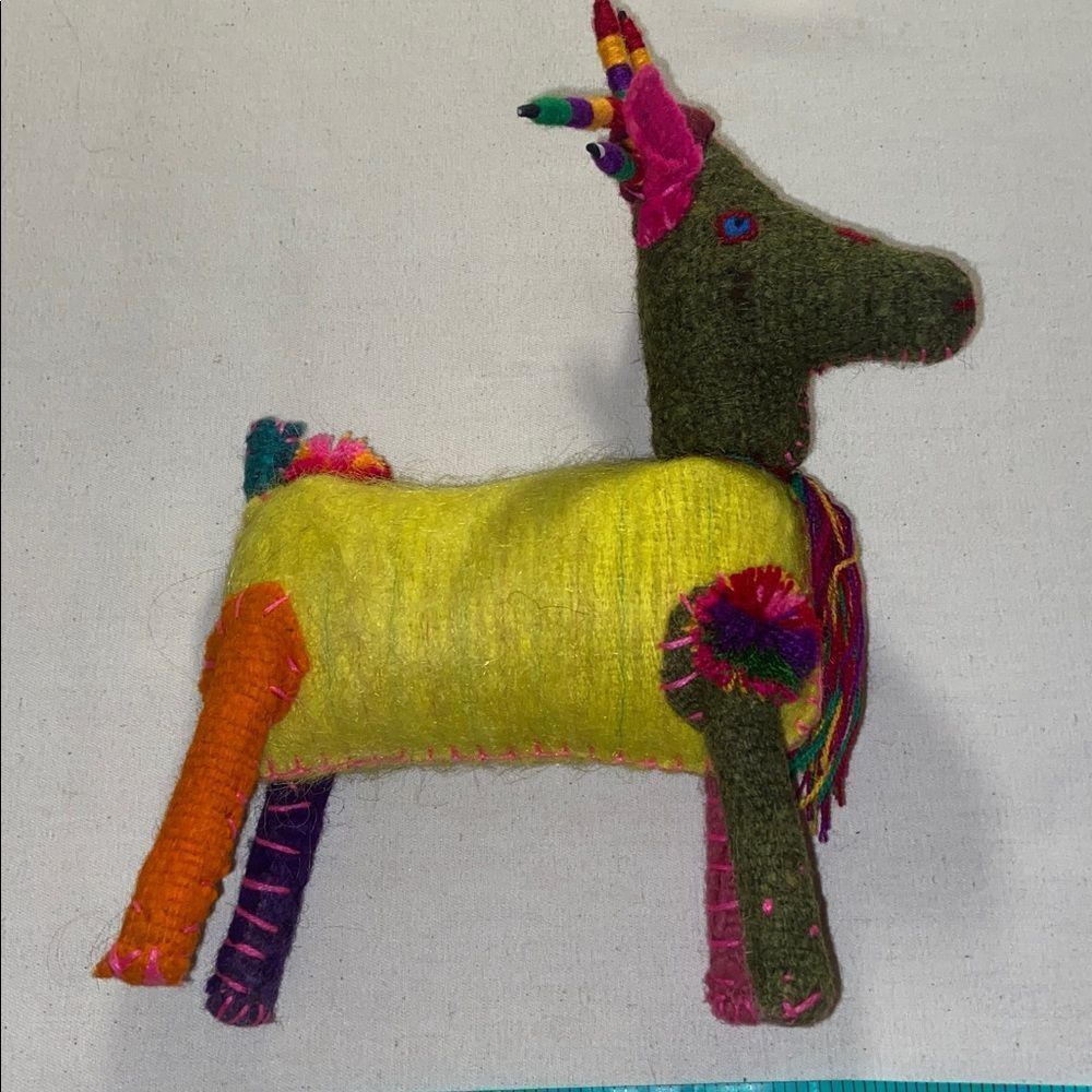 Mexican Folk Art Stuffed Deer Bright Festive Colors